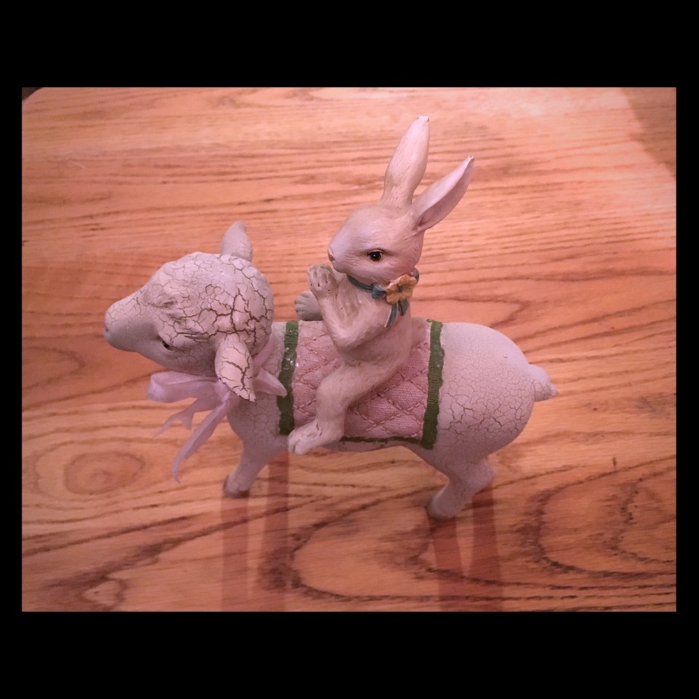 Bunny on a lamb figurine